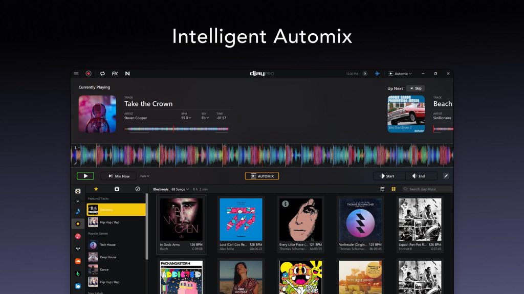 Intelligent Automix screen with song icons