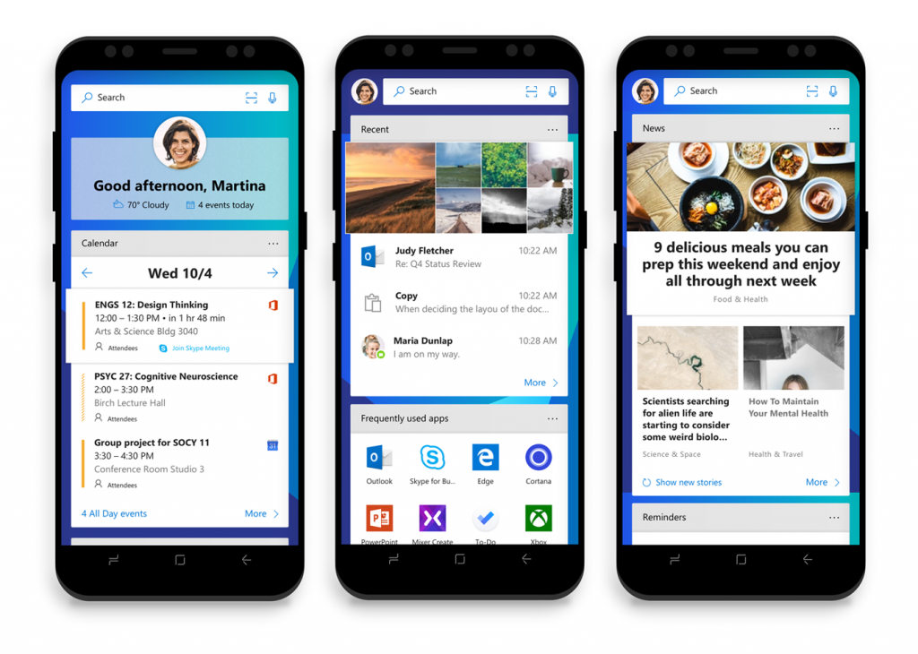 Android 向け Microsoft Launcher 画面