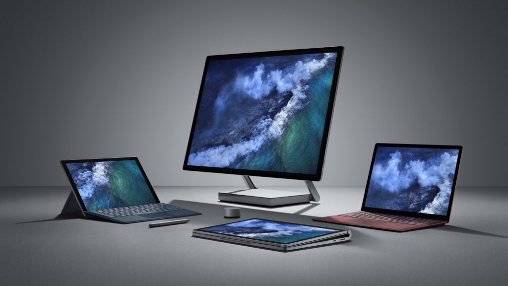 Surface Pro, Surface Studio, Surface Laptop ,Surface Book 2