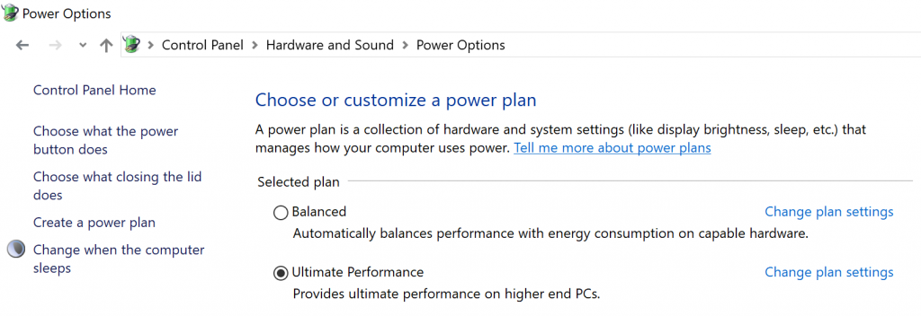 A new power scheme – Ultimate Performance