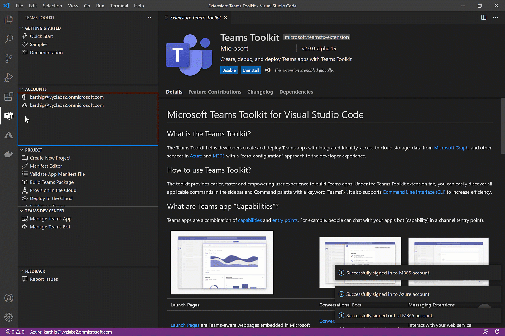 Visual Studio Code 用 Teams ツールキット