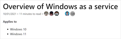 Windows 11、Windows 10、または両方に適用されるドキュメントであることを示す例