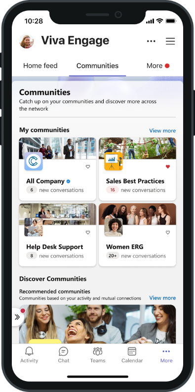 Viva Engage は iOS 版および Android 版 Teams モバイル アプリ内で利用可能