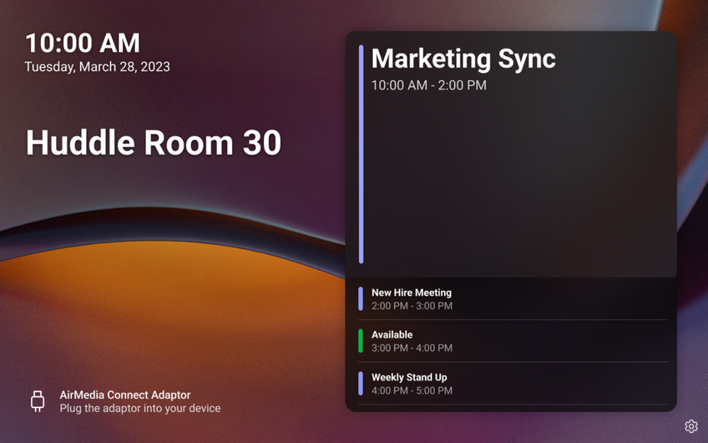 Crestron AirMedia® for Microsoft Teams を使用した会議室システムのサンプル画面