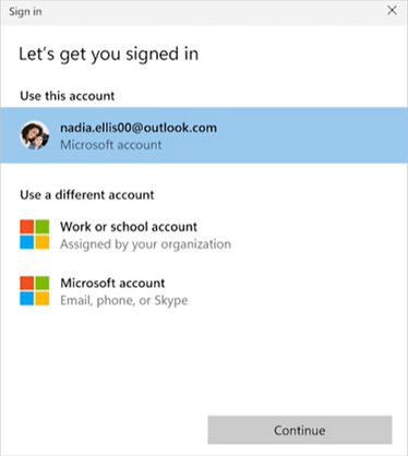 Microsoft アカウントでサインインします。
