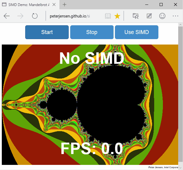 SIMD Mandelbrot demo with SIMD disabled