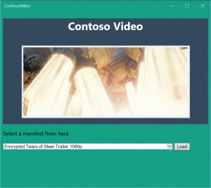 Screenshot of the Contoso Video website packaged as a UWP app