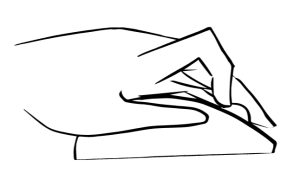 Illustration of a hand resting on a mouse and scrolling the mouse wheel