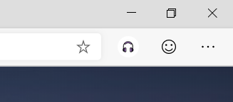 Screenshot showing the "smiley face" feedback icon in Microsoft Edge