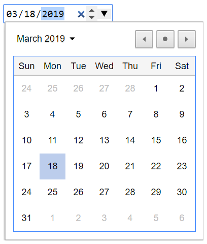 Image of the date picker control in Chromium today