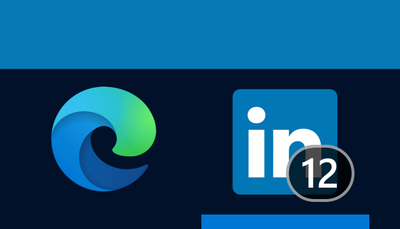 LinkedIn taskbar icon with a "12" badge superimposed, indicated unread items