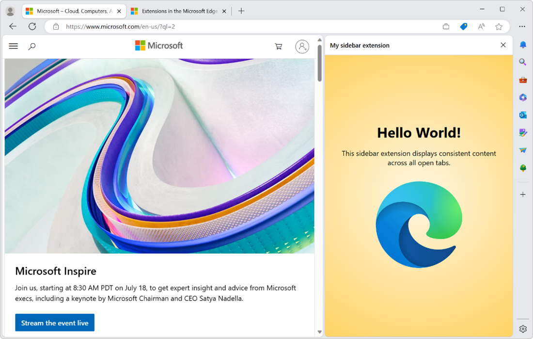 Extensions in the Microsoft Edge sidebar - Microsoft Edge Development