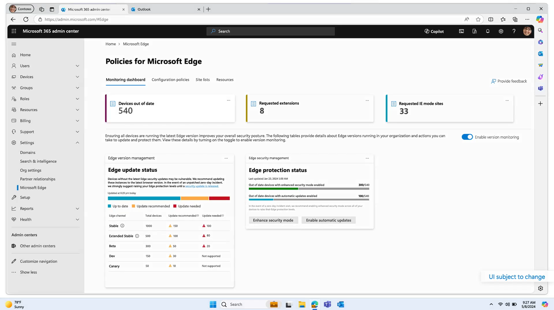 Profiles in Microsoft Edge screen