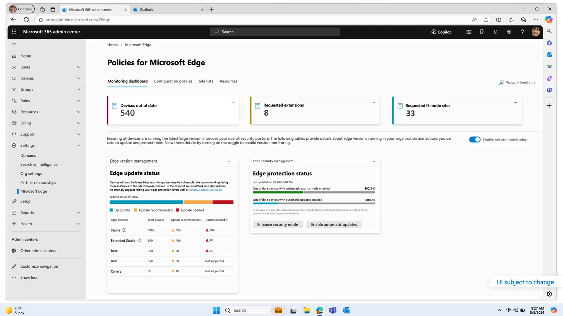 Perfis na tela do Microsoft Edge