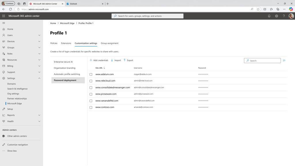 Secure password deployment UI in the Edge management service