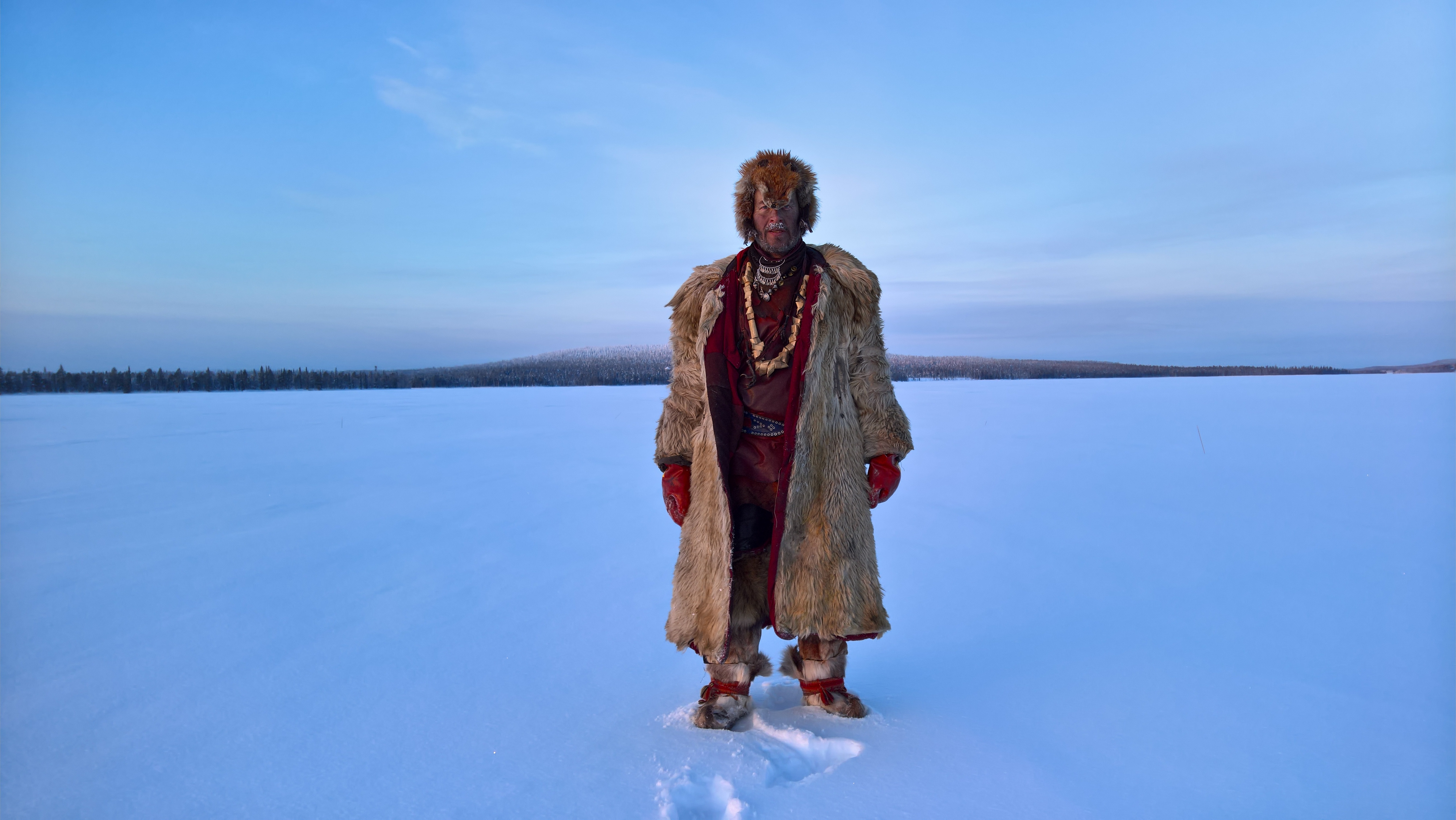 A Lapland Shaman braves minus 35° C cold on the frozen lake near his home in Finland’s far north. A life-long resident, even he admits the morning was chilly. Shot with Lumia 950, by Stephen Alvarez.
