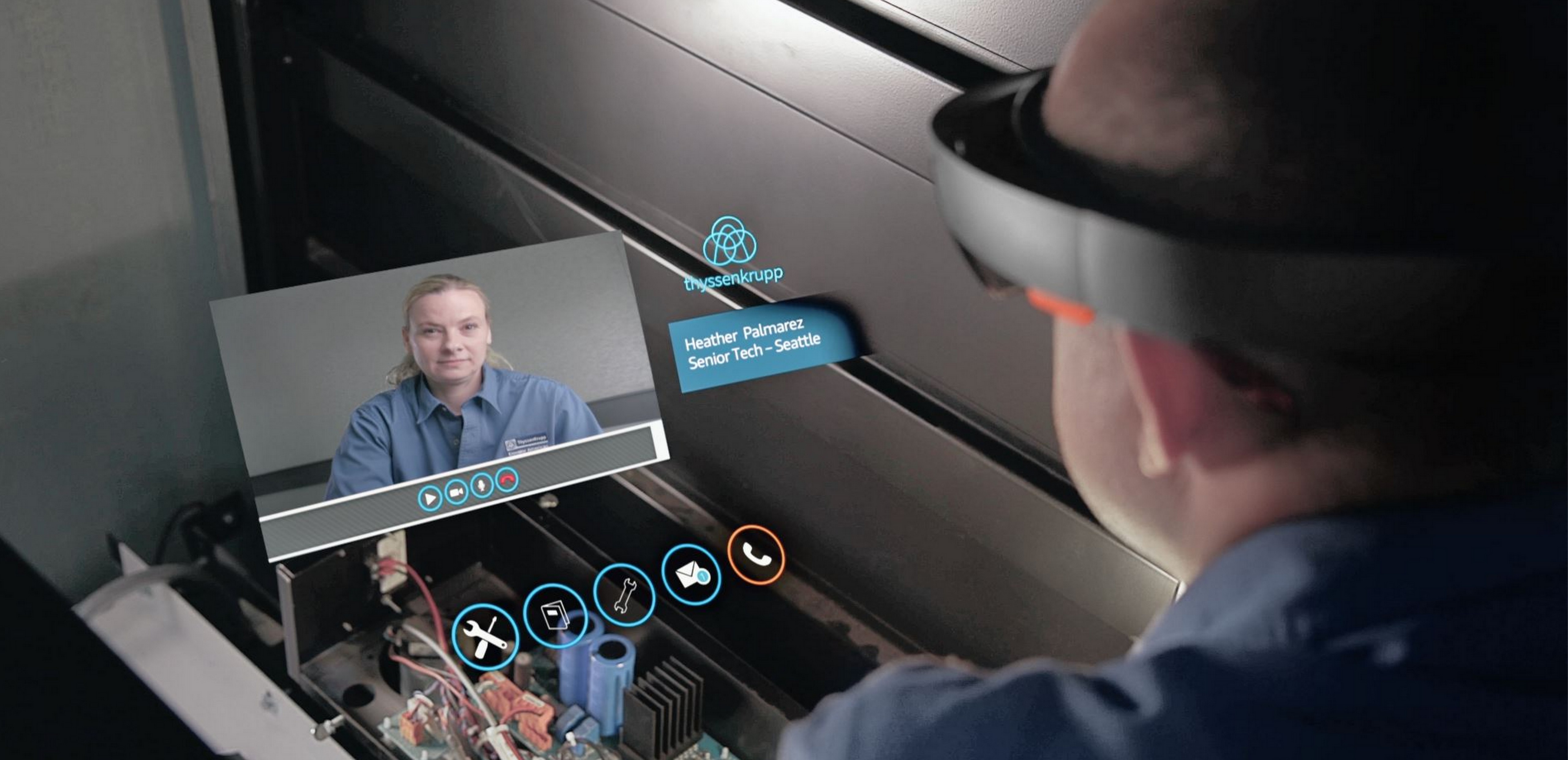 With Skype on HoloLens, technicians can be hands free while on the job, even when making remote calls to subject-matter experts and sharing holographic instructions between users.