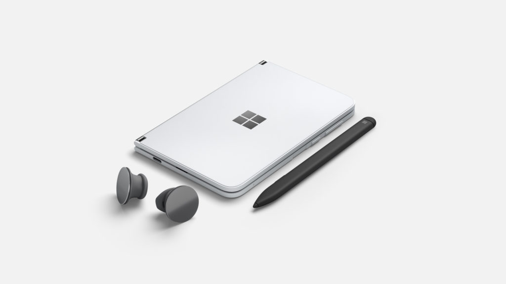 Surface Duo with Surface Slim Pen and Surface Earbuds