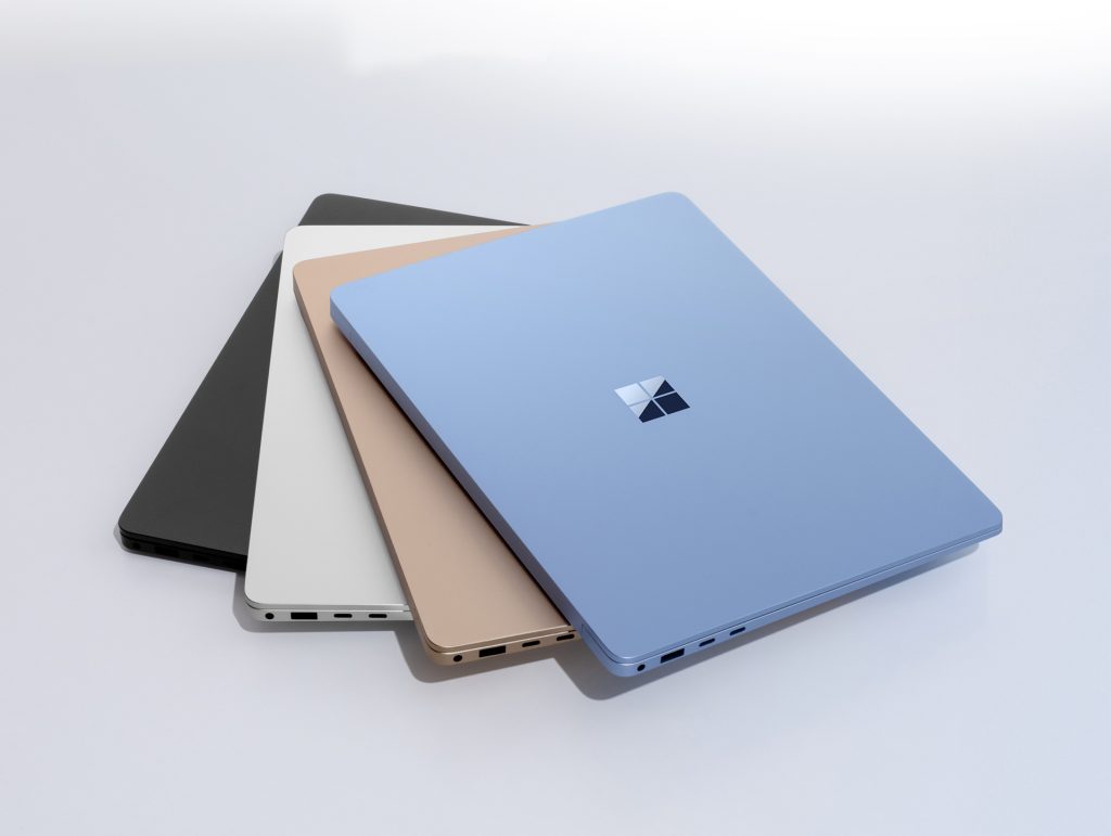 AN array of Surface devices in four different colors