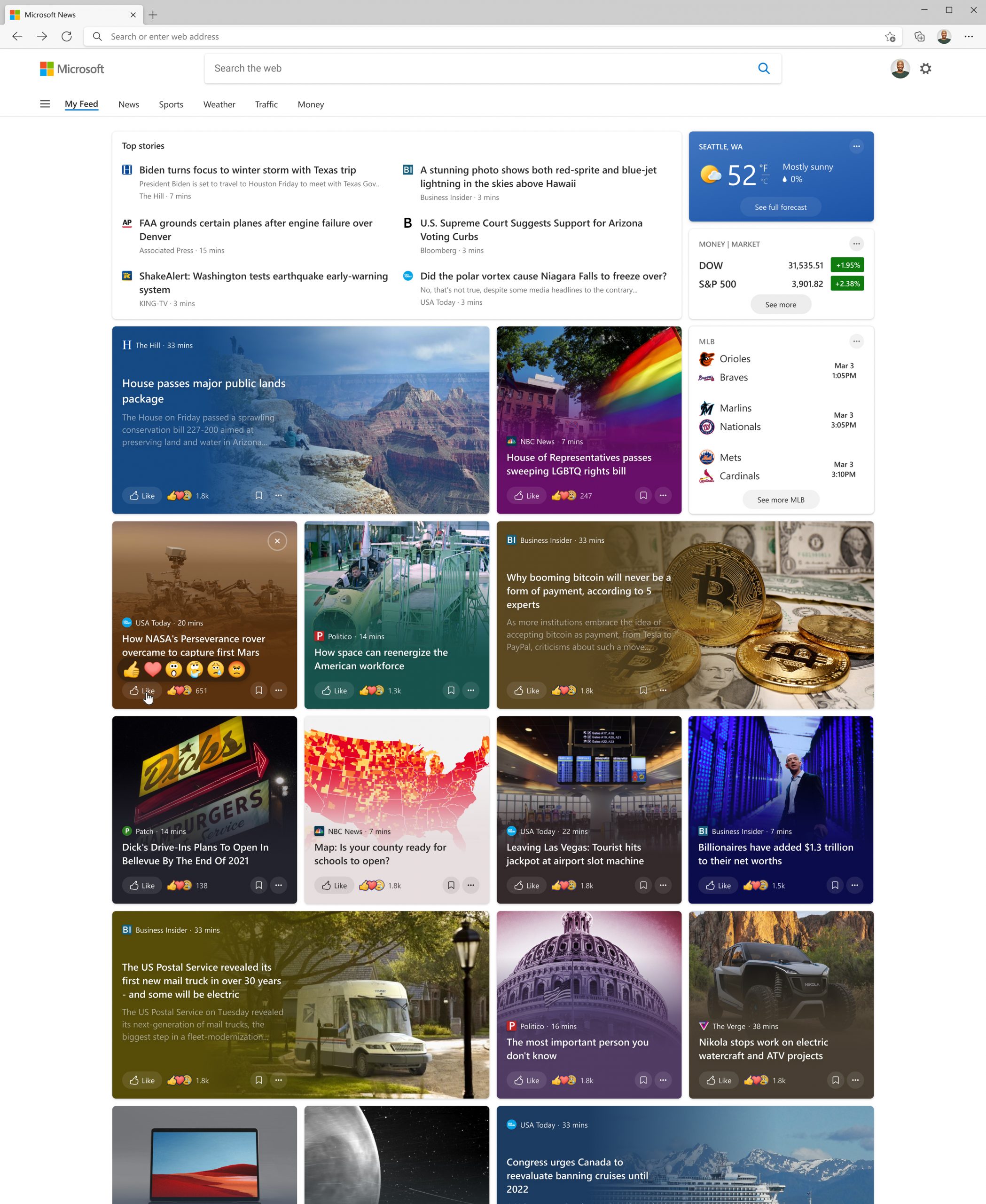 By clicking “See more news”, you get a redesigned feed experience with top headlines and a vibrant feed of personalized stories. 