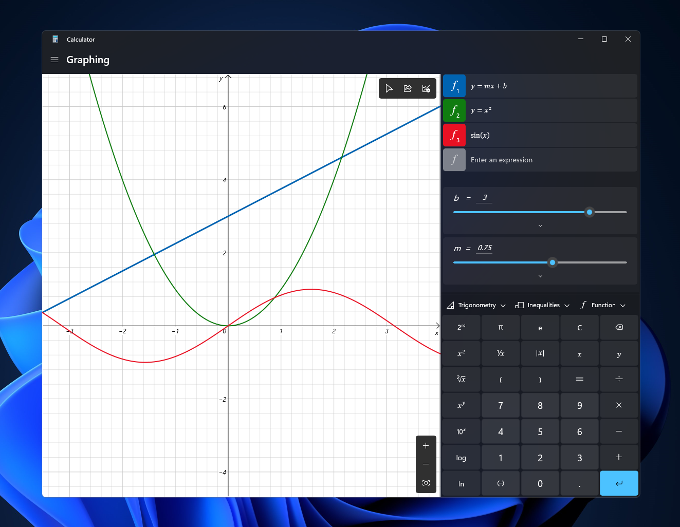Graphing in the Calculator app.