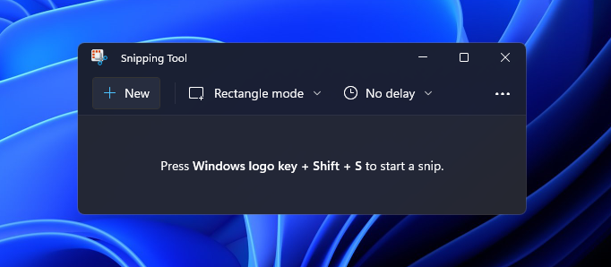 The Snipping Tool in dark mode.