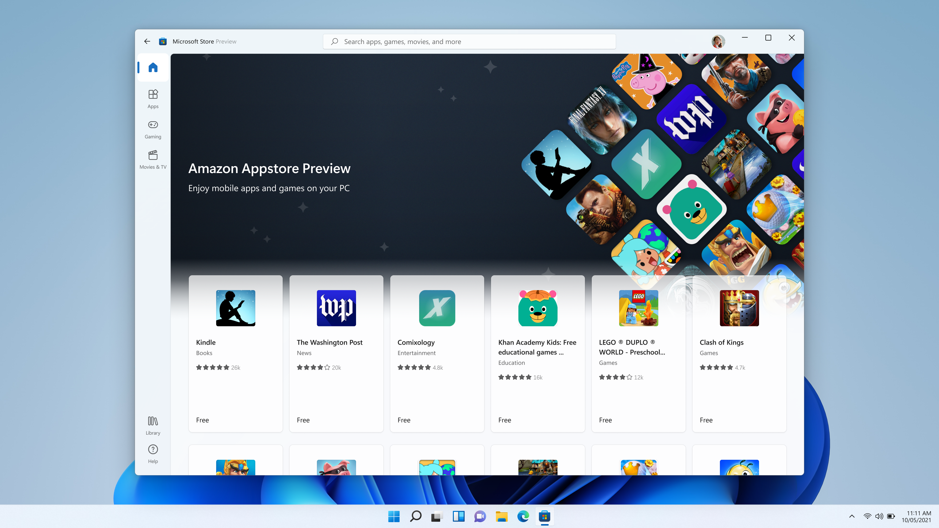 Home page of Store spotlighting Amazon Appstore.