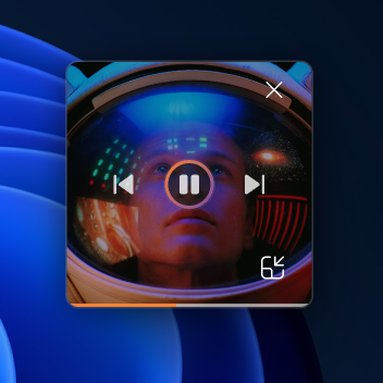 The mini player that features rich album art and artist imagery.