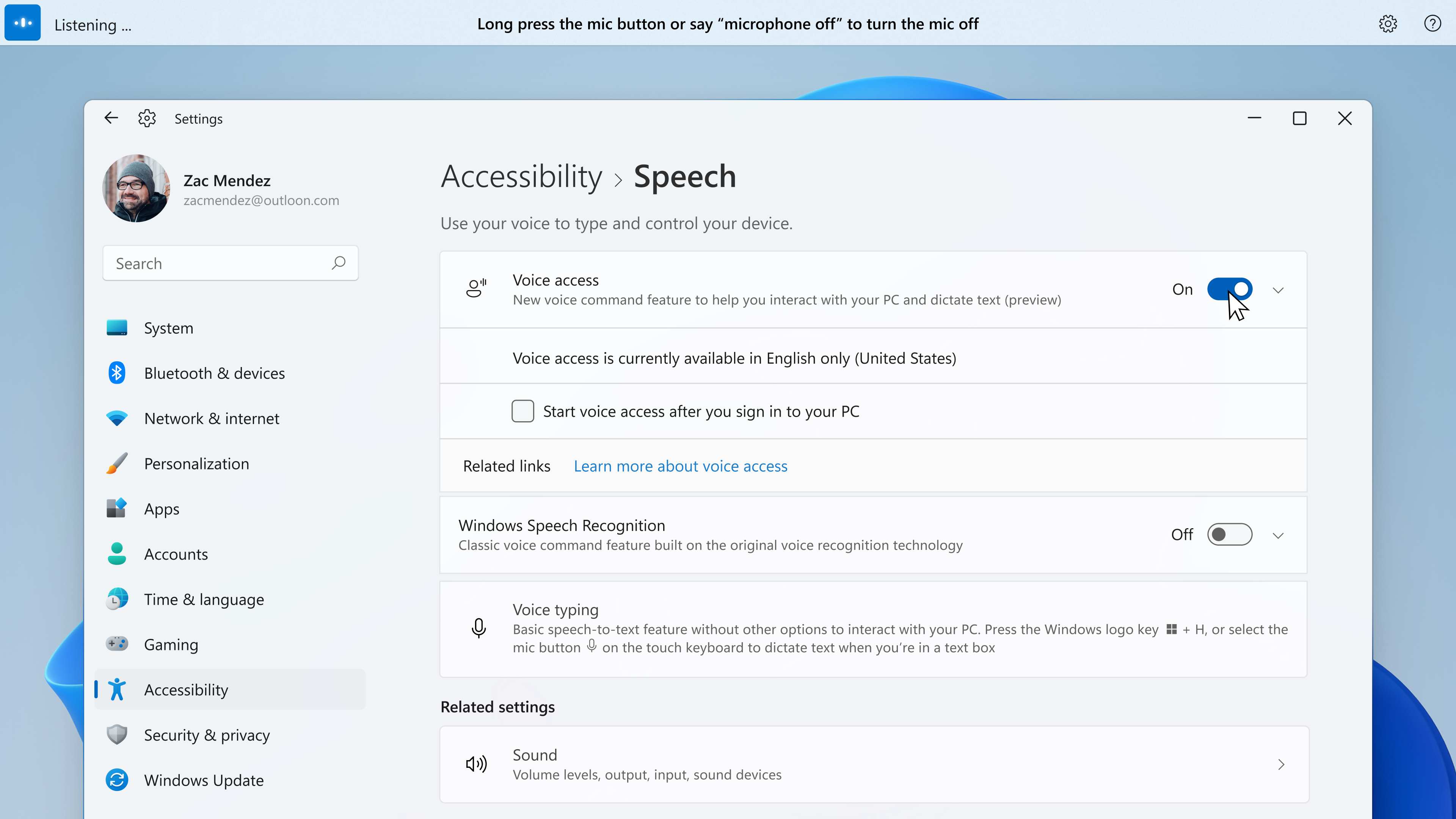 Vous pouvez activer l'accès vocal sous Paramètres > Accessibilité > Parole.