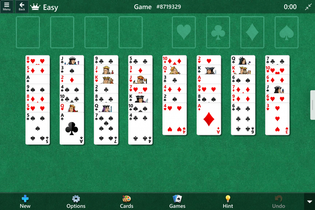 In full screen touch-oriented apps and games (e.g., Solitaire), notice a gripper that appears if you swipe from the edges of the screen.