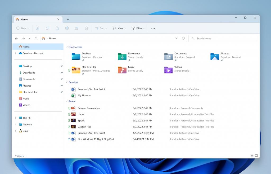 MIcrosoft prueba una nueva dinámica y diseño para el Explorador de archivos de Windows 11
