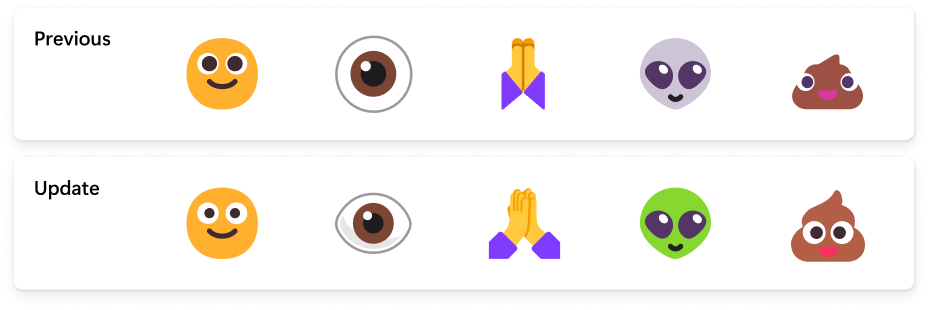 Examples of updated emoji in our current set.