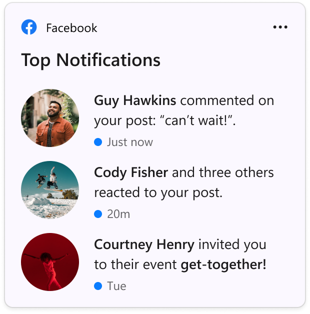 Facebook widget'ı.