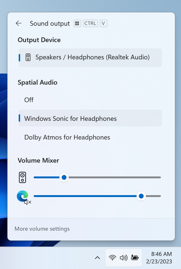 New volume mixer experience in Quick Settings.