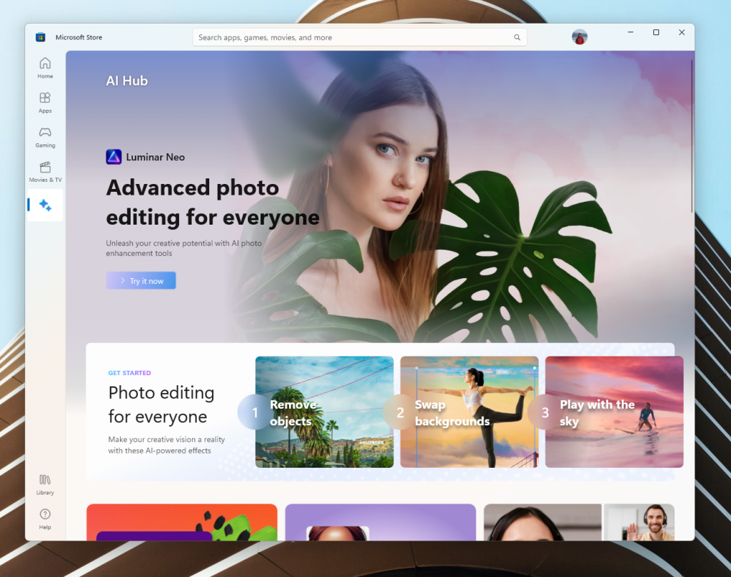 AI Hub in the Microsoft Store.