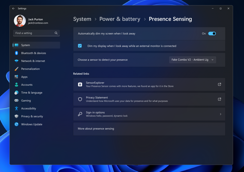 New Adaptive Dimming setting.