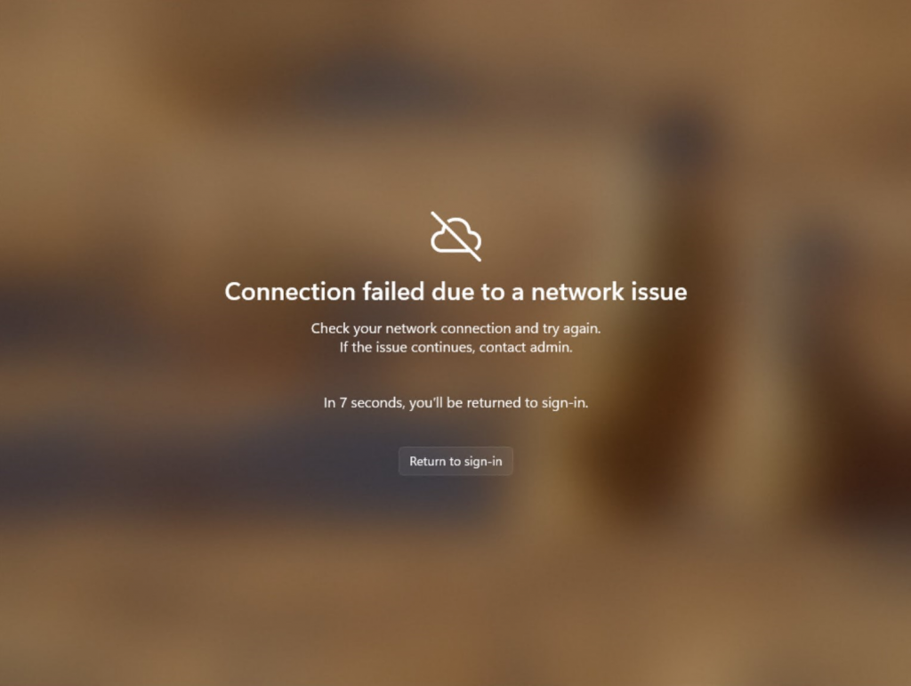 Notification lorsqu'il y a des problèmes de réseau lors de la tentative de connexion.