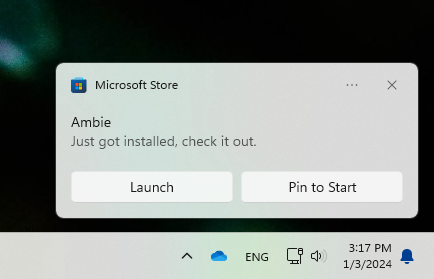 Notification from Store when your app is installed and ready to use.