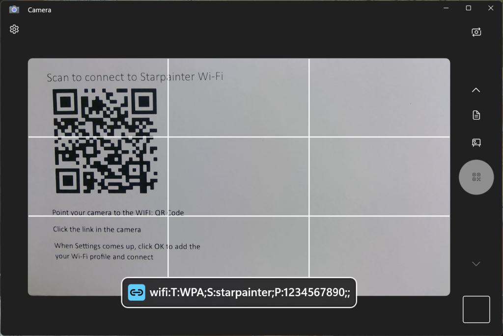 Escaneie um código QR com detalhes de Wi-Fi no aplicativo Câmera para se conectar rapidamente a uma rede Wi-Fi.