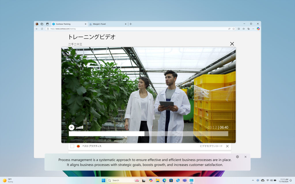 Real-time translation with Live captions while watching a video in Microsoft Edge.