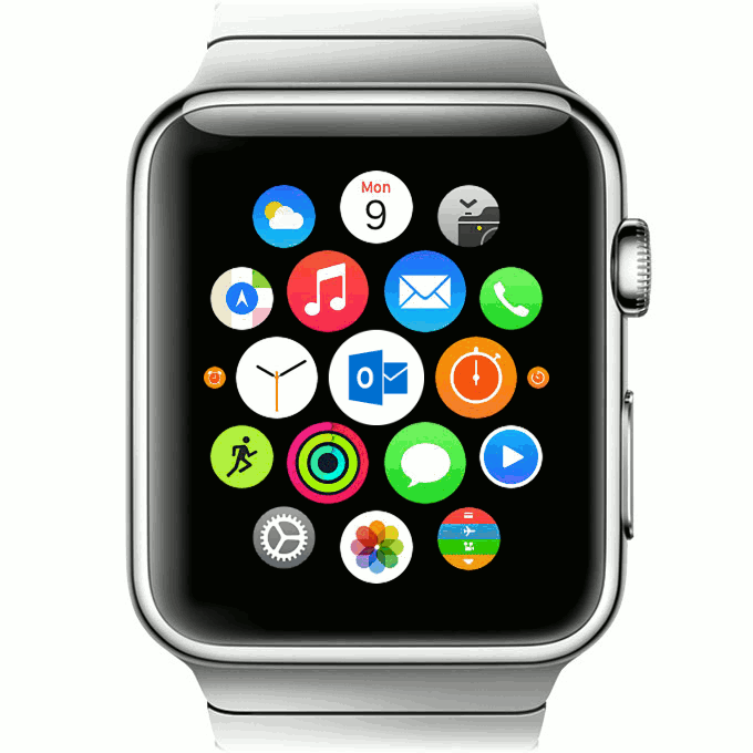 Contestar, dictar por voz, agenda y más con Outlook para Apple Watch.