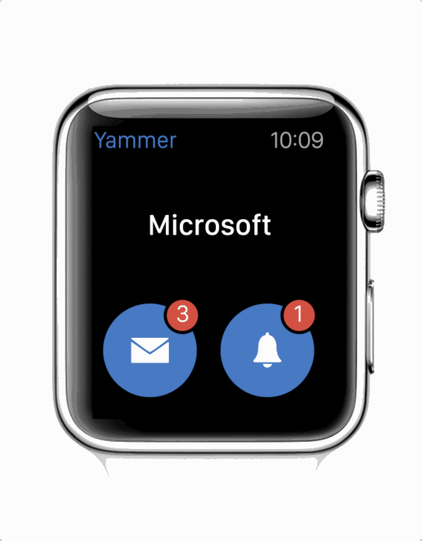 Empiecen a colaborar en Yammer para Apple Watch. Y con solo un toque, continúen en su iPhone.