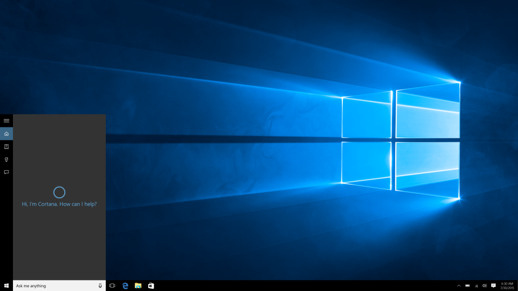 Windows 10 Desktop Cortana Greeting - small size