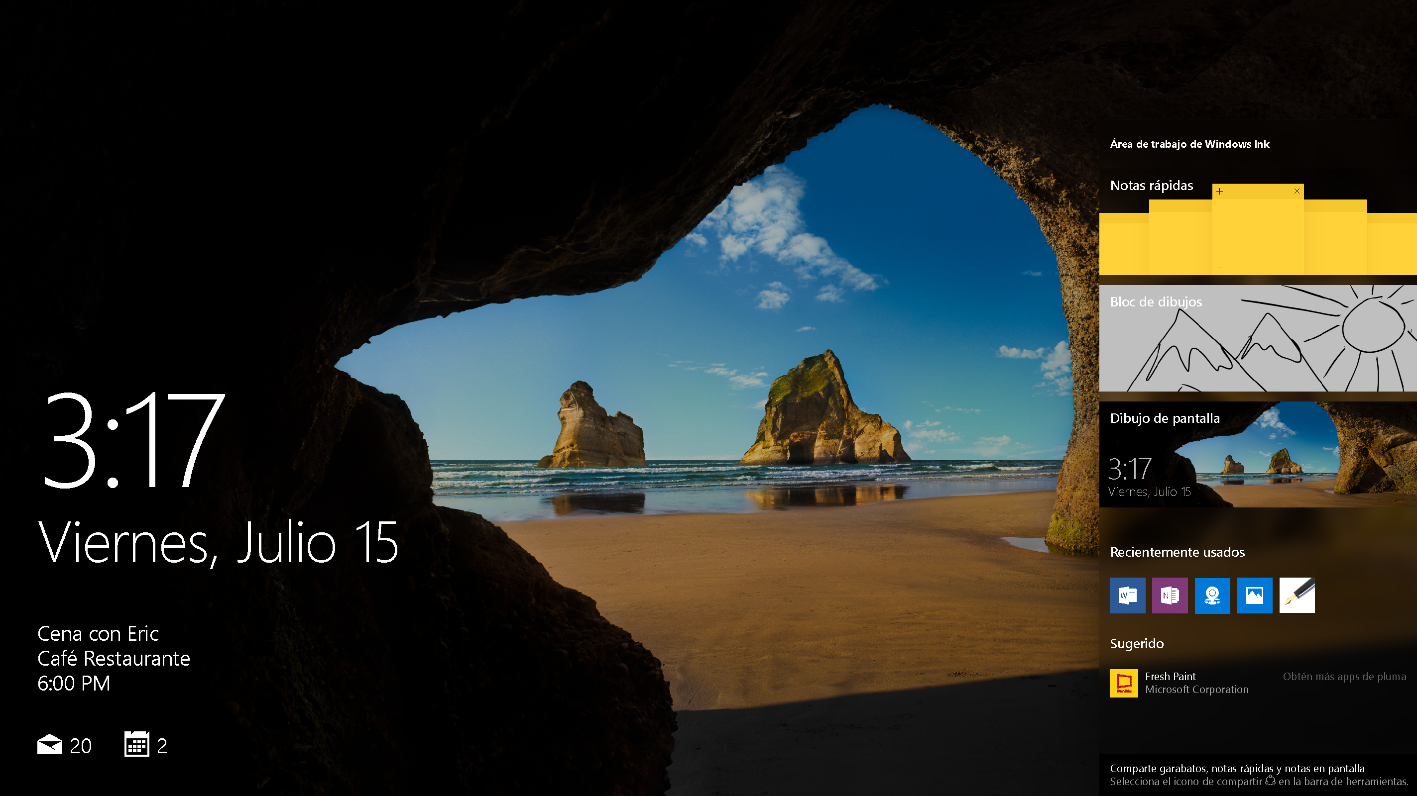 Windows10_RS1_Laptop_InkWorkspace_AboveLock_16x9_es-MX