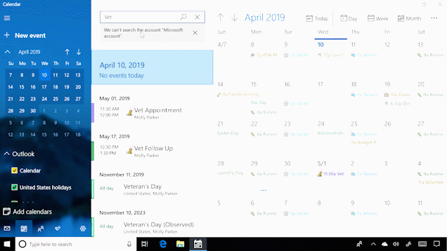 Tip De Windows 10 Buscar Dentro De La Aplicación Calendario El Blog