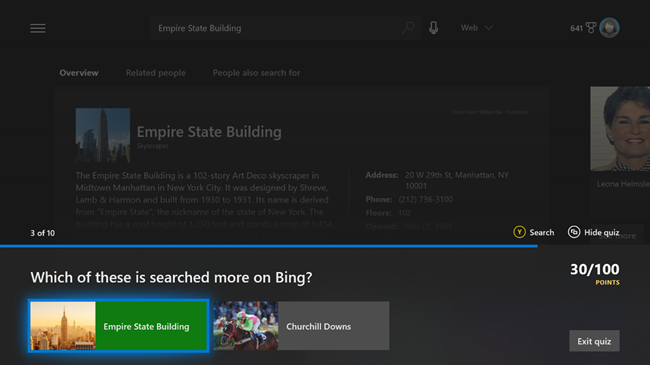App de Bing en Xbox